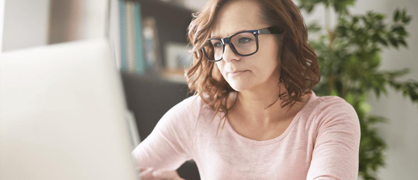A woman working on her laptop