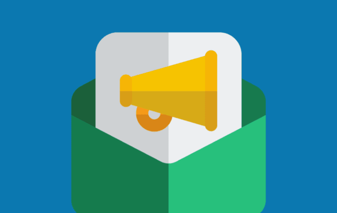 Open envelope with a megaphone coming out of it