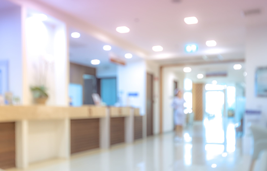 Blurred hospital corridor