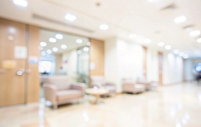 Blurred photo of a hospital waiting area
