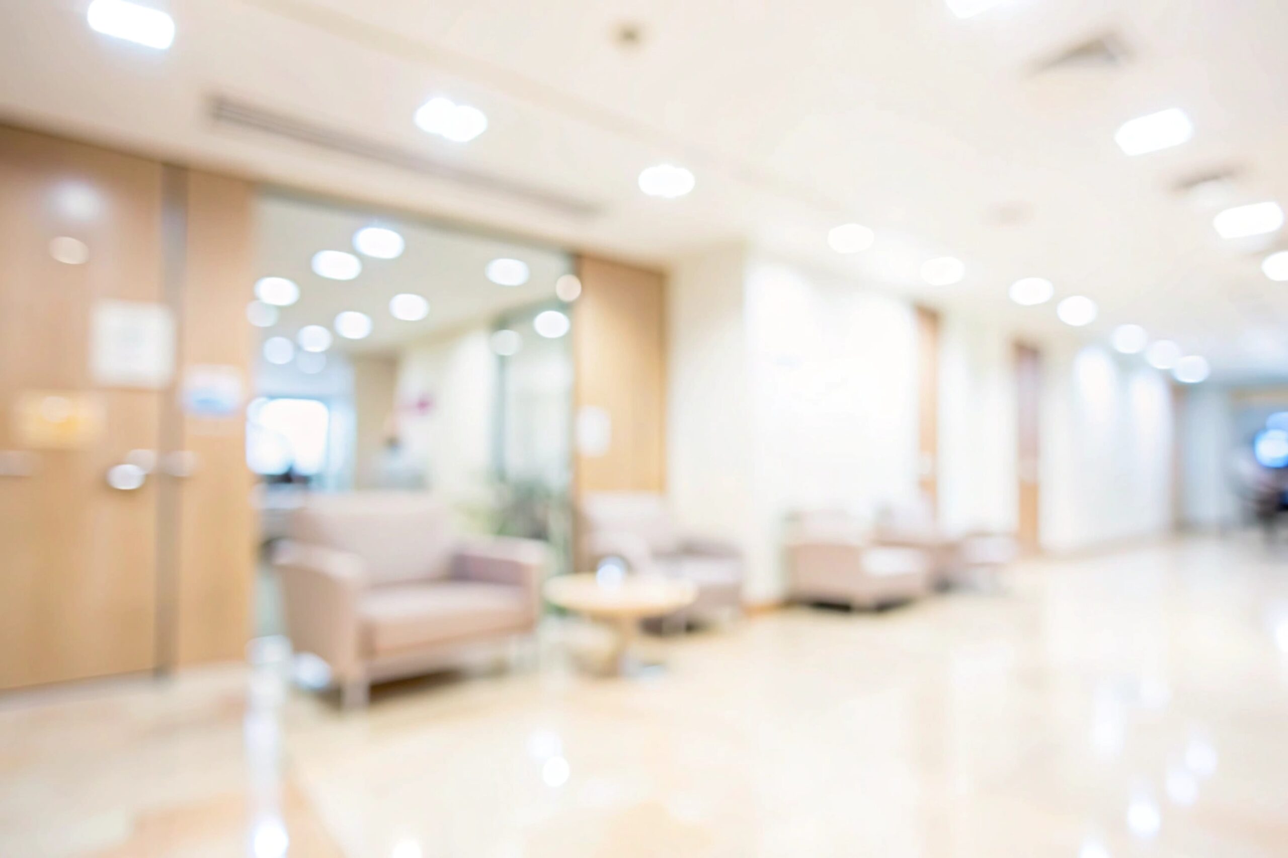 Blurred photo of a hospital waiting area